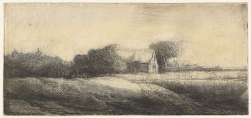 Landschap met een hengelaar in een boot
