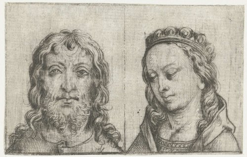 De hoofden van Christus en Maria