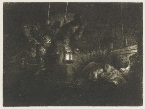 De aanbidding der herders: nachtstuk by Rembrandt van Rijn