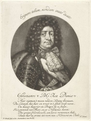 Portret van Christiaan V, koning van Denemarken en Noorwegen by Pieter Schenk (I)