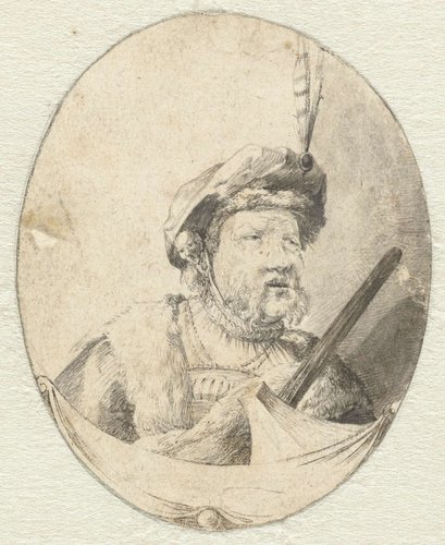 Borstbeeld van een man in Oosterse kledij