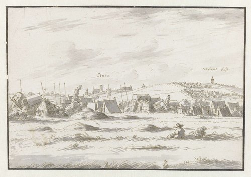 Gezicht op het kampement van het leger van Willem III bij Leuven