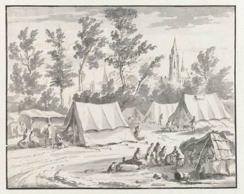Kampement van het leger van Willem III bij Halle by Aert Schouman