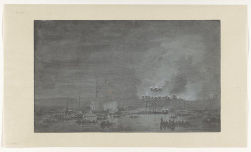 Vreugdevuren op de algemene Dankdag wegens de Vrede van Rijswijk, 1697