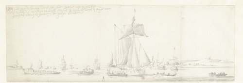 De tocht van de Engelse koning Karel II over de Thames naar Sheerness en Chatham op 27 Augustus 1681