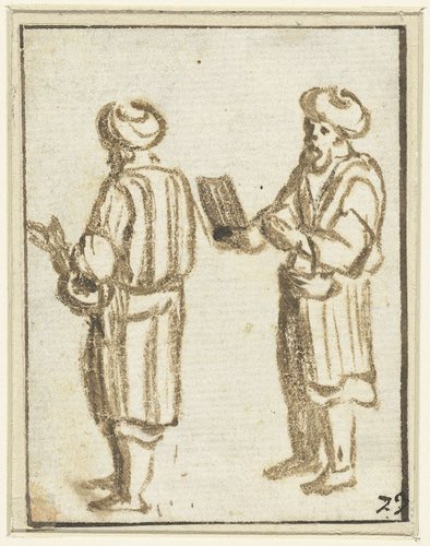 Twee staande mannen met tulbanden