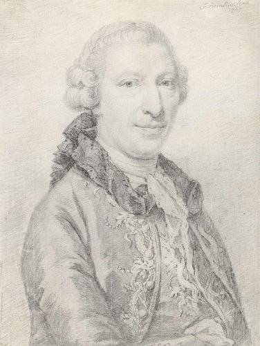 Portret van een heer met pruik en gegalonneerde jas, driekwart naar rechts