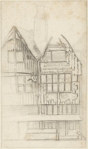 Twee uitgebrande huizen in de Oude Nieuwstraat, 1682