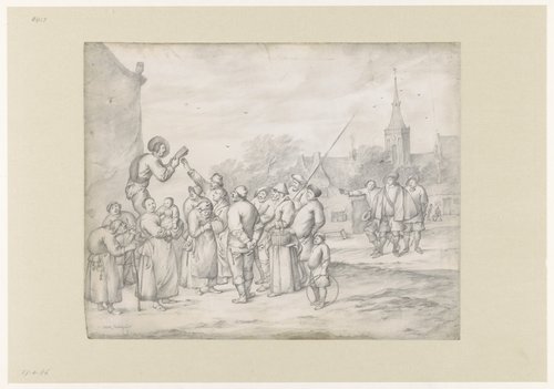 Peddler Selling Pamphlets to Villagers