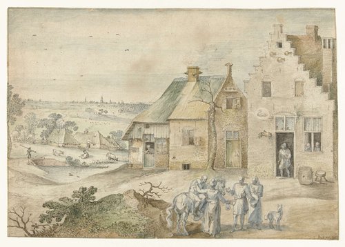Landschap met de barmhartige Samaritaan