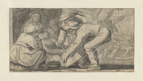 Scène uit een boerenbruiloft by Pieter Kouwenhorn