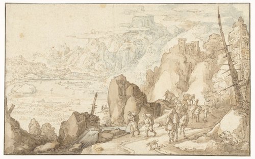 Landschap met reizigers