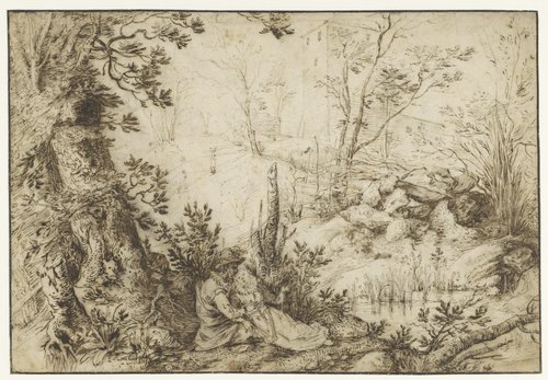 Landschap met een vrijend paartje