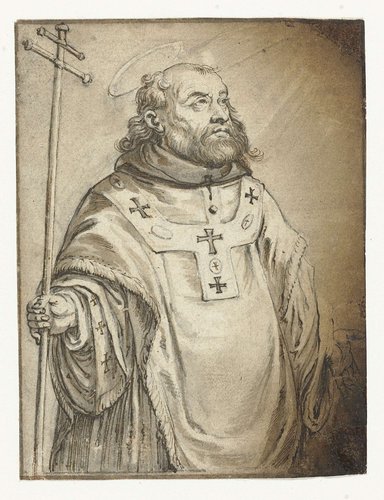 Staande mannelijke heilige, ten halven lijve (de H. Bonaventura?)