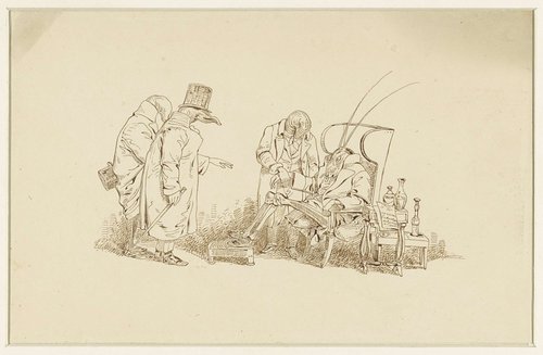 Zeven pentekeningen van dierfabels van Wilhelm Koller