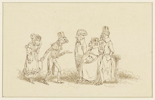 Zeven pentekeningen van dierfabels van Wilhelm Koller