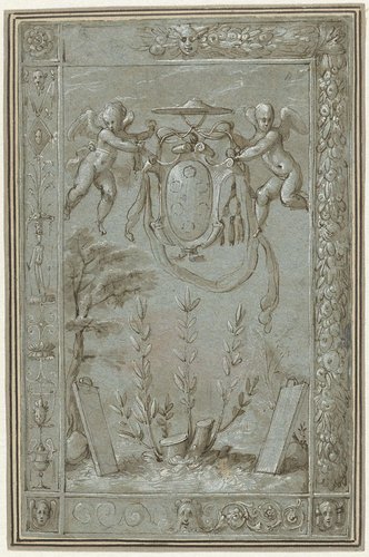 Ontwerp voor een tapisserie met het wapen van kardinaal Ippolito de Medici