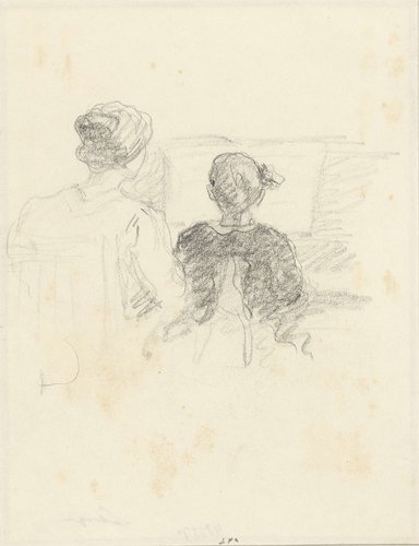 Mevrouw Lebasque en haar dochtertje voor de piano