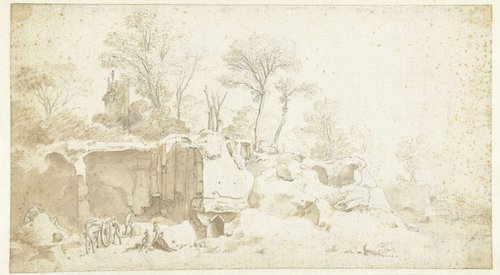 Het uitgraven van antieke ruïnes