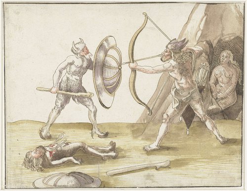 Gevecht tussen twee wildemannen