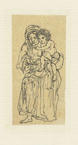 Oude bedelares met kind op de arm by Rodolphe Bresdin