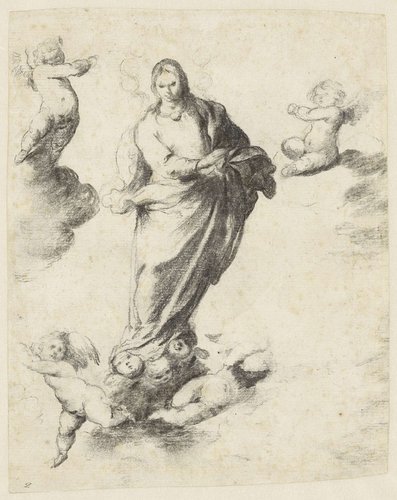 Maria door engeltjes ten hemel gevoerd