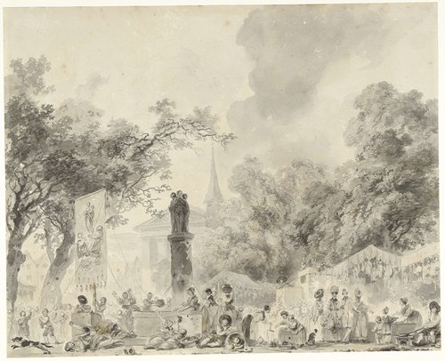 Een feestdag in de stad by Jean Honoré Fragonard