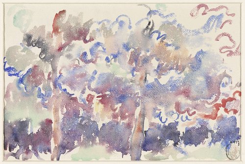 Landschap, Boitsfort, met bloeiende fruitbomen