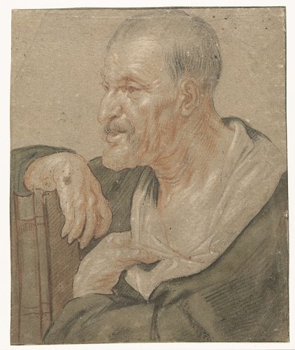 Schouderstuk van een evangelist, naar links