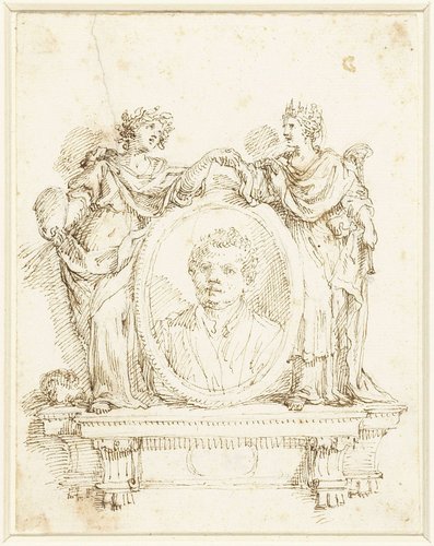 Schildersportret met aan weerszijden Schilderkunst en Fama