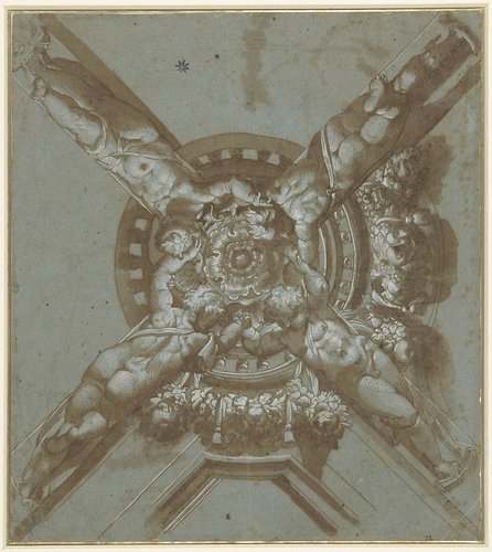 Ontwerp voor plafondschildering met vier putti