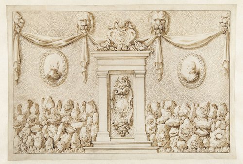 Wand van een schelpenkabinet