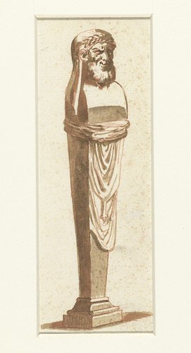 Herme, met kop van een bekranste, glimlachende grijsaard