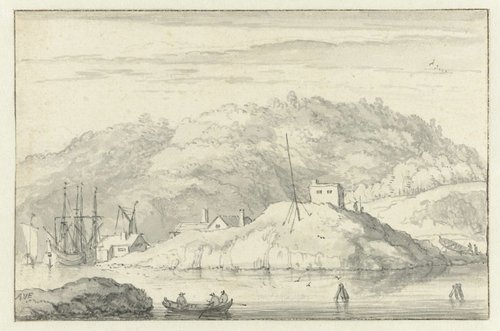 Gezicht op de haven van Risör in Noorwegen by Allaert van Everdingen