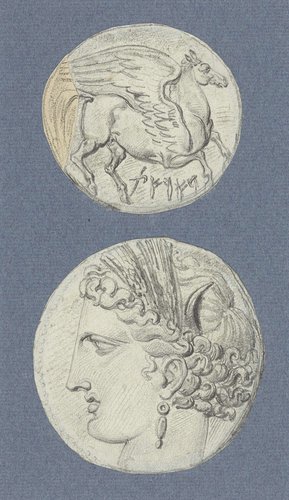 Steigerende Pegasus met inscriptie