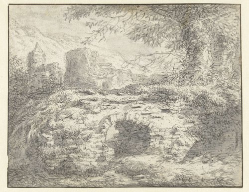 Landschap met een stenen brug
