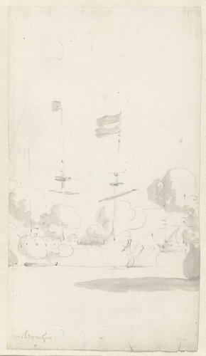 Het schip Oosterwijk tijdens de de slag bij Lowestoft op 13 Juni 1665