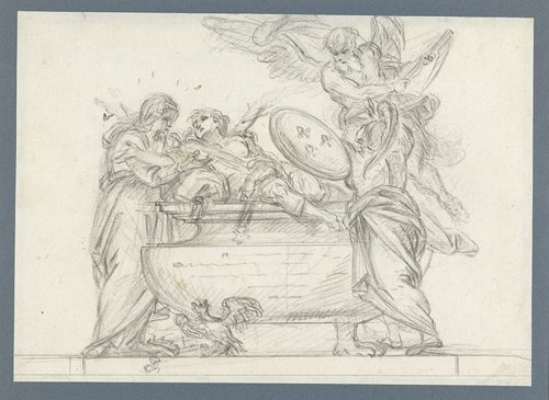 Ontwerp voor een grafmonument met Geloof, Minerva en de Tijd by anonymous