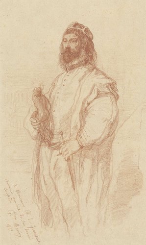 Staande man met beeldje by Gustave François Morin