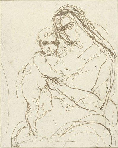 Studie van een Madonna met kind by anonymous