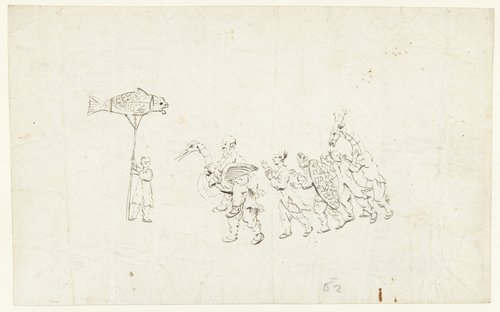 Optocht van als dieren verklede personen