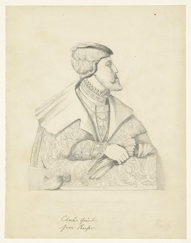Portret van Karel V naar een sculptuur in albast by Rauser