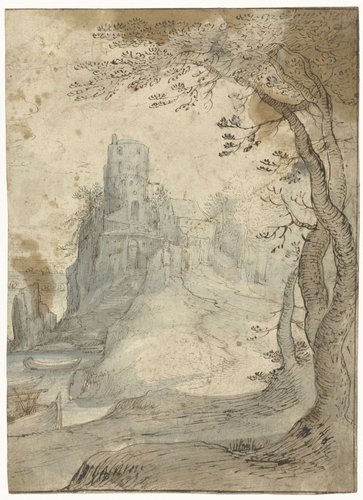 Landschap met een burcht op een rots
