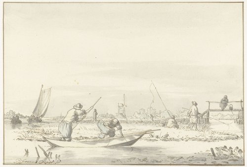 Polderlandschap met vissers