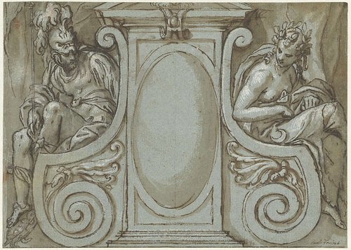 Deurbekroning met de figuren van Oorlog en Vrede