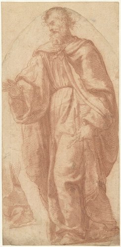 Staande heilige met een boek en sleutel in de hand