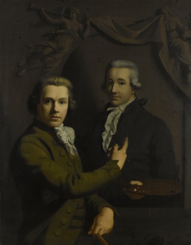 Self Portrait, Pointing at a Portrait of the Artist's deceased Colleague Dirk Jacobsz Ploegsma (1769-91)