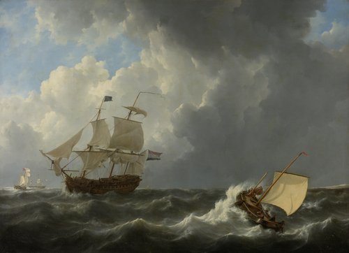 Schepen op een onstuimige zee