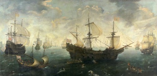 De Spaanse Armada voor de Engelse kust