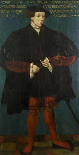 Worp van Ropta (1504-51). Grietman van Oost-Dongeradeel by Friese School 1542